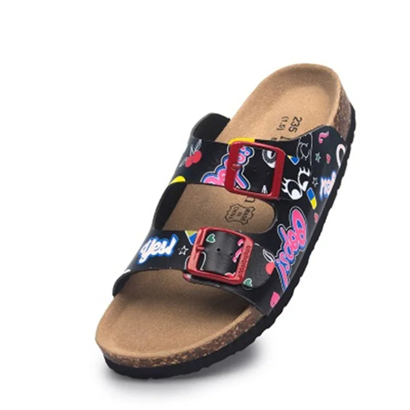 

Summer Style Men Women Platform Cork Slipper Unisex Lovers Casual Clogs Sandals Outdoor Mixed Color Double Buckle Beach Slides