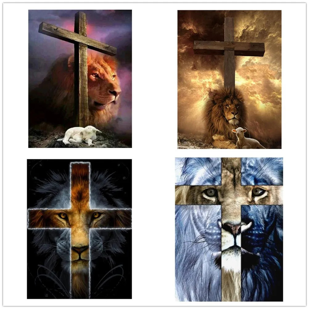 

kexinzu Full 5D Square Round Drill Diamond Painting Kit Cross Stitch Jesus Lion 5D Mosaic Embroidery Handmade Home Decor Gift