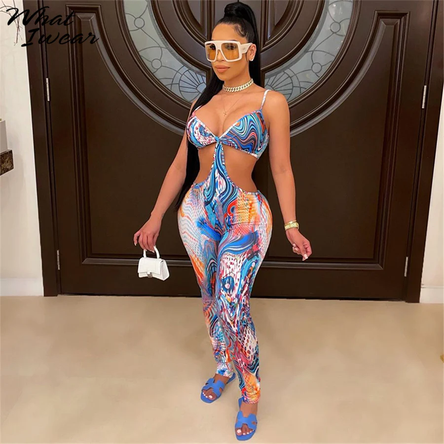 

Whatiwear Открытое платье Спагетти ремень комбинезон Для женщин, сексуальным вырезом на спине и в целом женские узкие вечерние клубная одежда у...