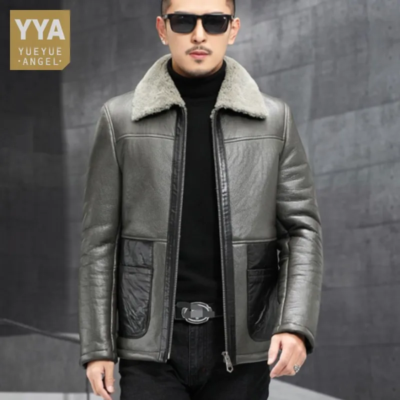 Мужская зимняя куртка из овечьей шерсти с натуральным мехом | одежда