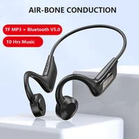 air bone conduction wireless headphones neckband bluetooth earphones sport headset with micro sd card mp3 player 10 hrs ipx5
