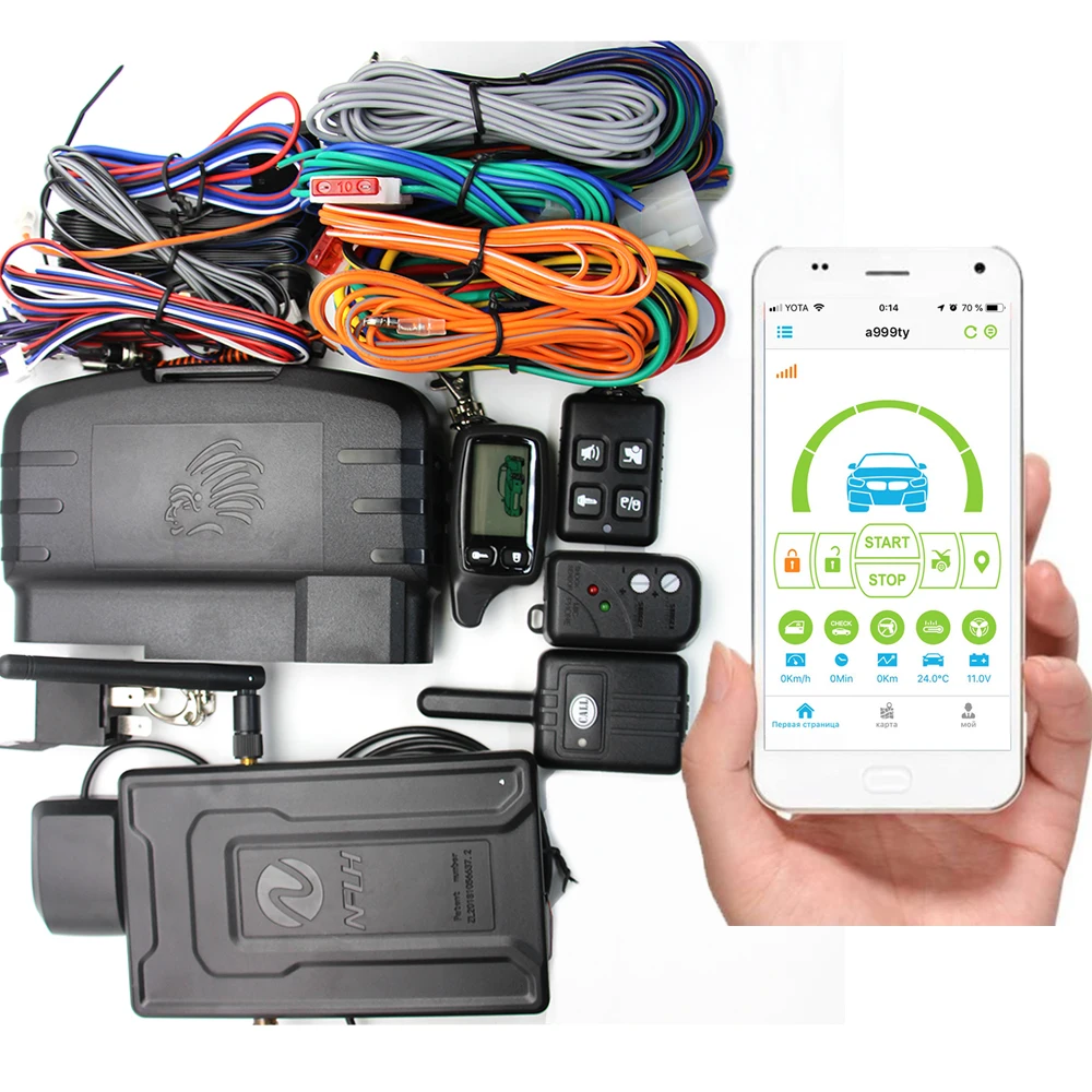 Русская версия TW9010 Автомобильная сигнализация двойного направления с мобильным