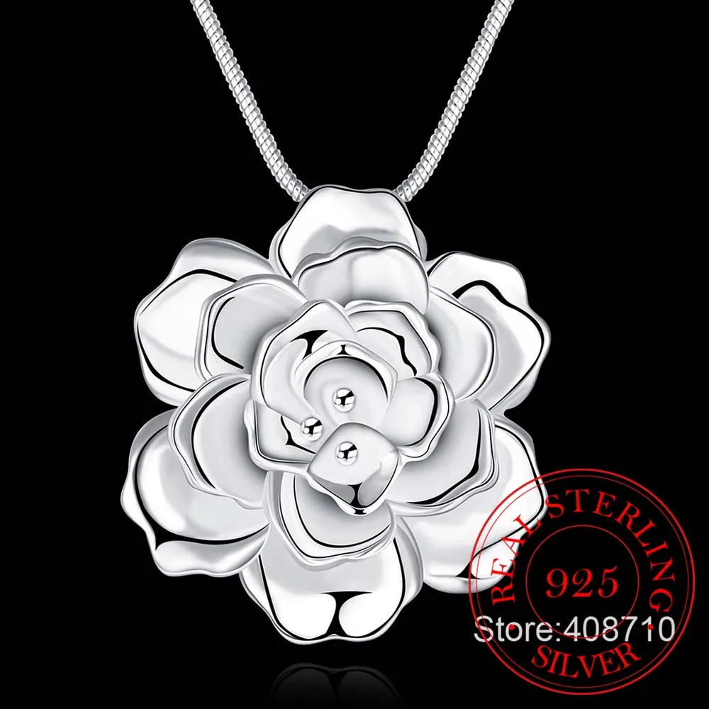 925 Sterling Silver Lotus Necklaces &amp Pendants For Women Elegant Flower Short Necklace Fine Jewelry Bijous | Украшения и