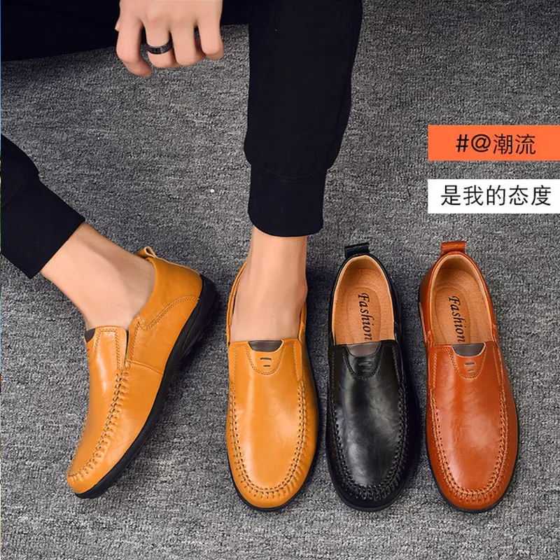 

2020 summer men genuine leather slip-on moccasins handmade man real cow leather shoes drive walk comfort flats footwear 2h33