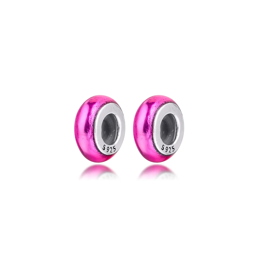 100% 925 Sterling Silver Small Hole Beads My Pink Charm Fits Pandora Me Bracelets Woman Charms Jewelry Gift for Women | Украшения и