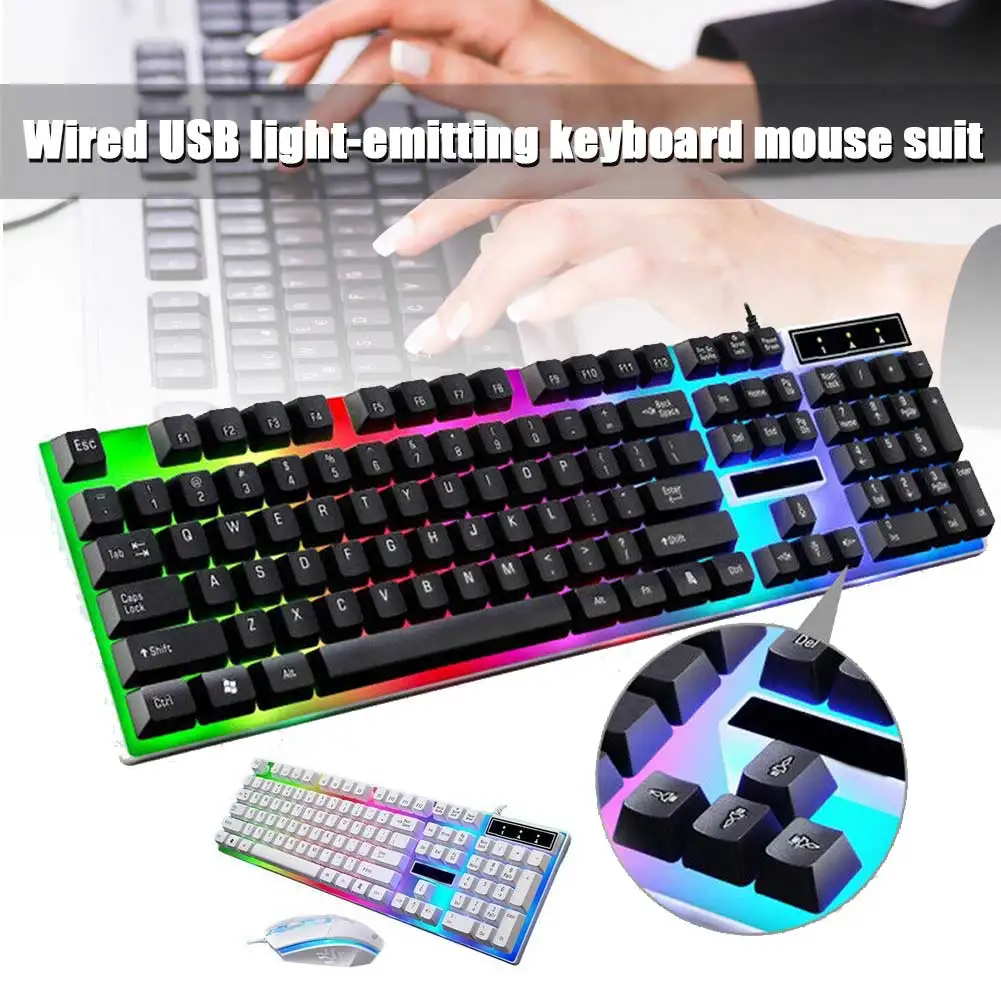 USB Проводная игровая клавиатура мышь механическая с подсветкой для Macbook Lenovo