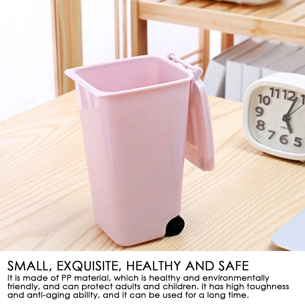 

Mini Desktop Plastic Waste Bins With Lid Household Clean Trash Table Practical Shopping Pencil Office Supplies Scissors