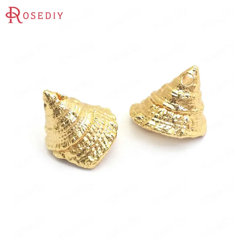 Латунные подвески в виде ракушек с 24 каратным золотом 6 шт. 12 х13 мм фурнитура