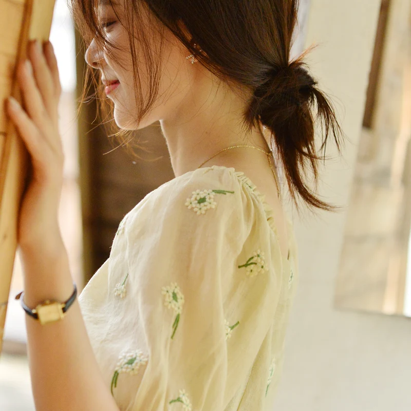 Платье женское летнее с квадратным вырезом и пышными рукавами MX20B1383 2021 - купить по