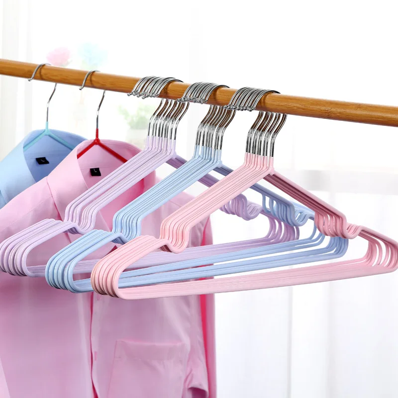 10Pcs/Set Children Adult Clothes Hanger Metal+PVC Non-Slip Clothes Drying Rack Household Kids Clothing Organizer Hangers Hook