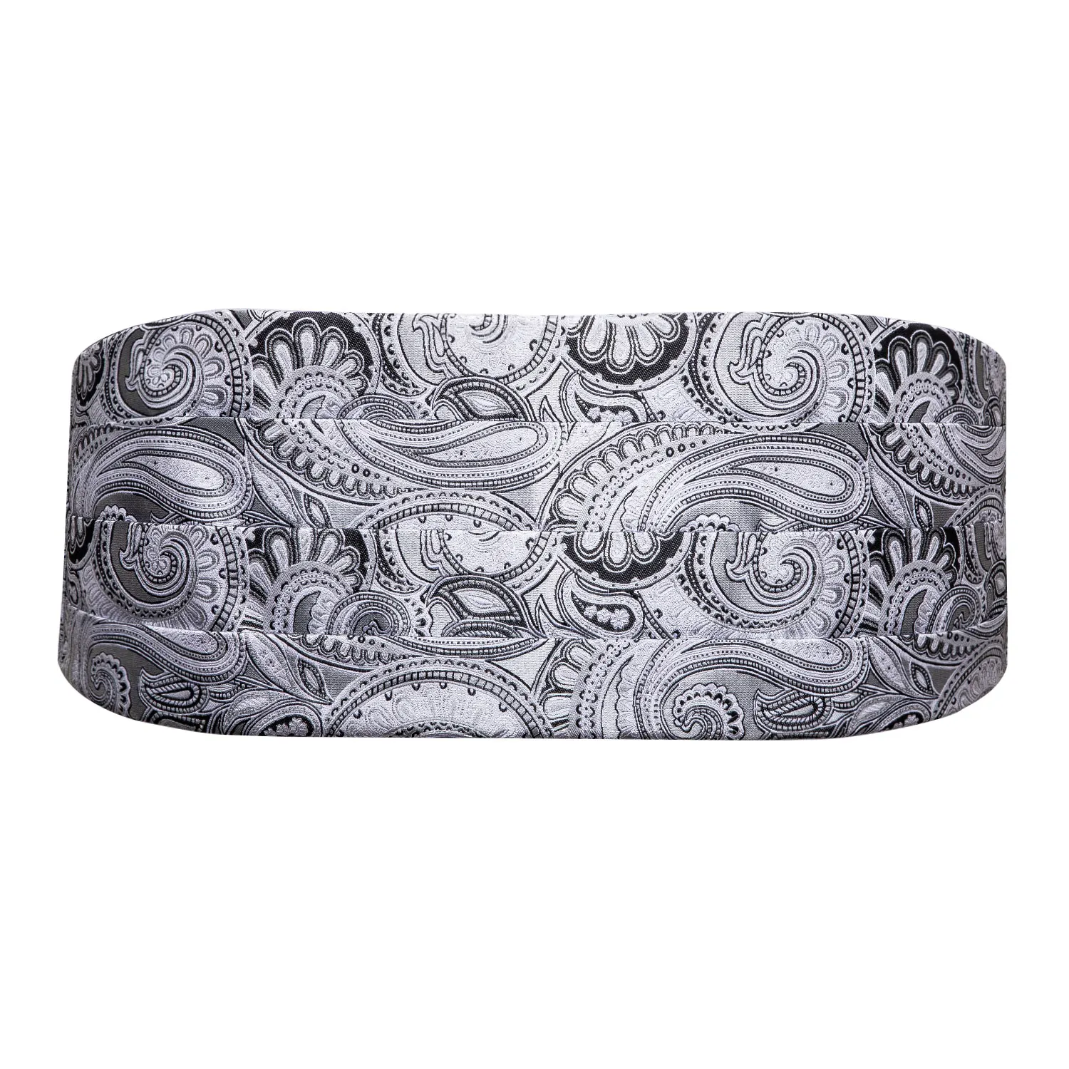 Мужской серебряный галстук-бабочка набор Цветочный серый пояс с регулируемой