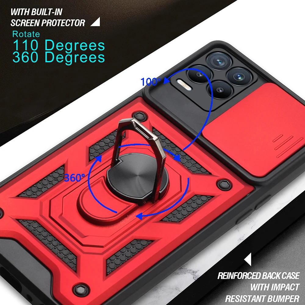 for realme 8 pro case camera protection armor phone cover for oppo realme 8 realme8 pro 8pro magnetic holder ring cover coque free global shipping