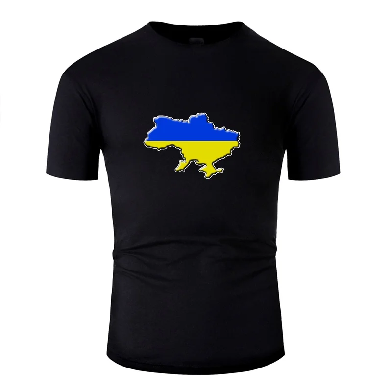 Футболка с принтом флага Украины карта Мужская 2020 большие размеры S-5xl 100% хлопок