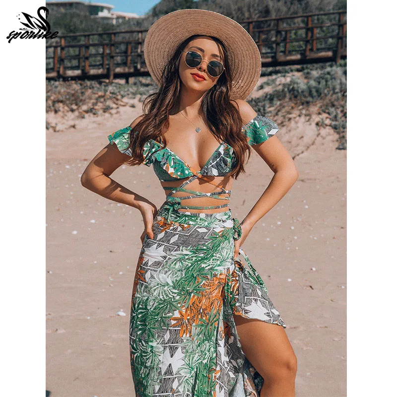 2021 женский купальник парео бикини с низкой талией пуш ап комплект рюшами