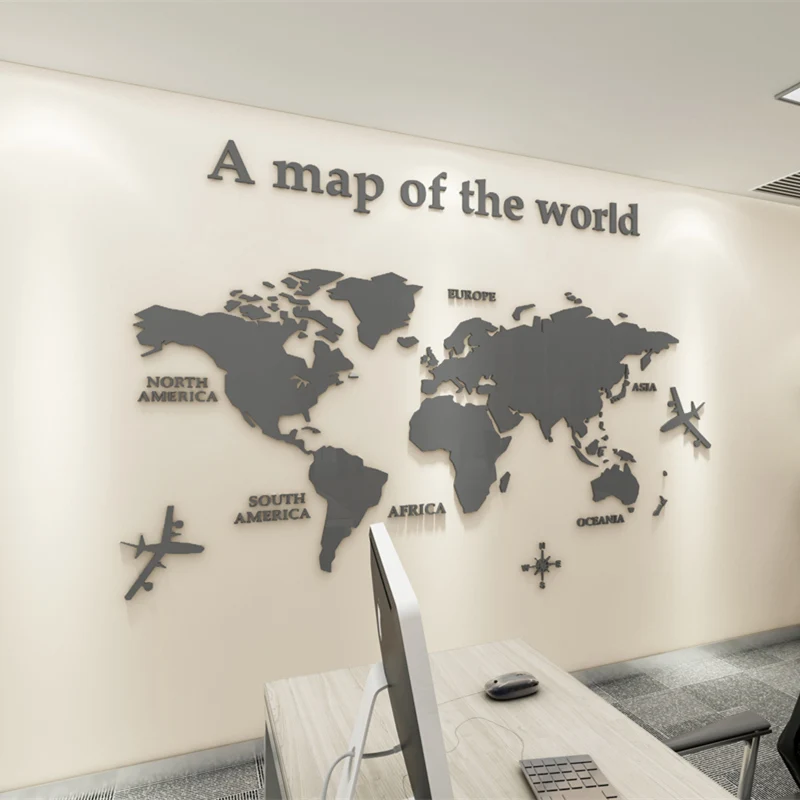 Европейская версия карта мира акриловая 3D настенная наклейка для гостиной офиса - Фото №1