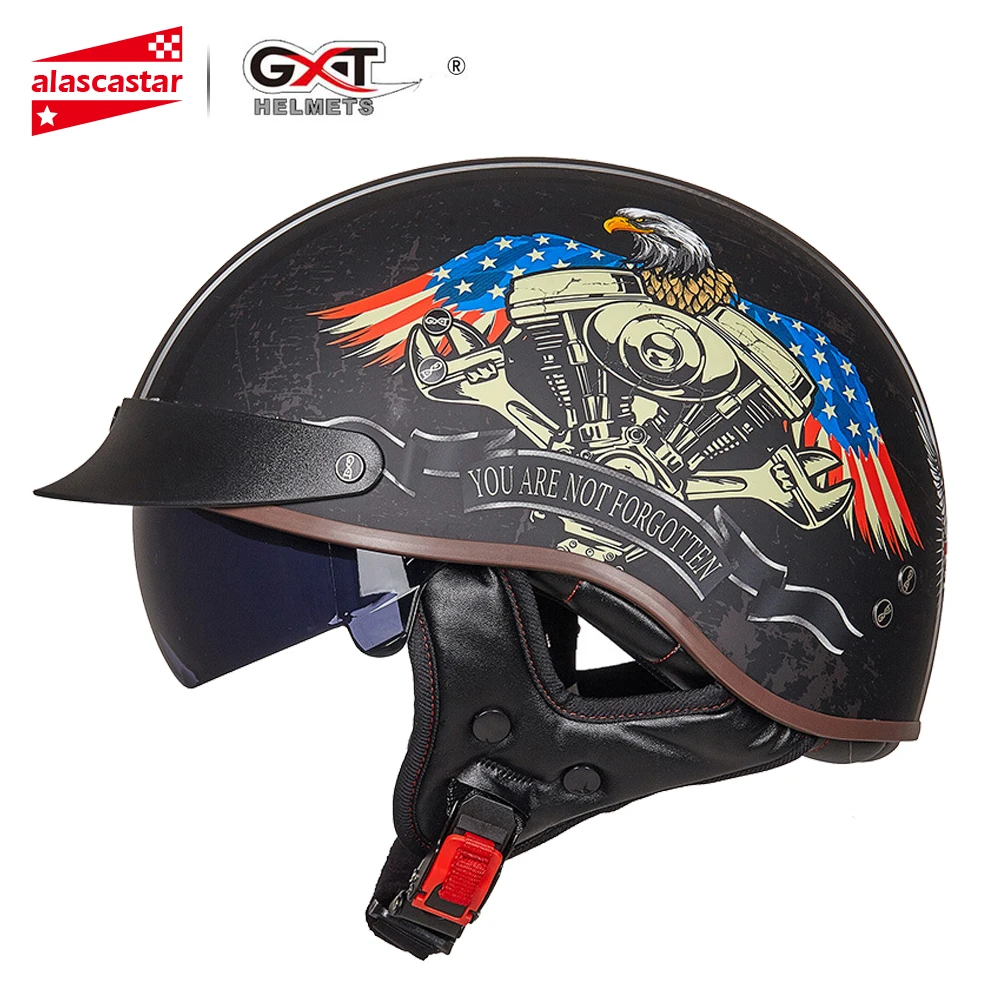 GXT мотоциклетный шлем Ретро Винтаж Casco Мото шлем с открытым лицом скутер мотоциклетный гоночный шлем для верховой езды с точечной сертификацией