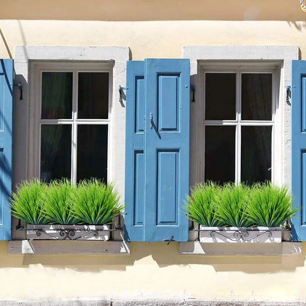 

8pc Grass Artificial Plants Fake Leaf Foliage Bush Home Office Garden Wedding Outdoor Decorations Home Decor