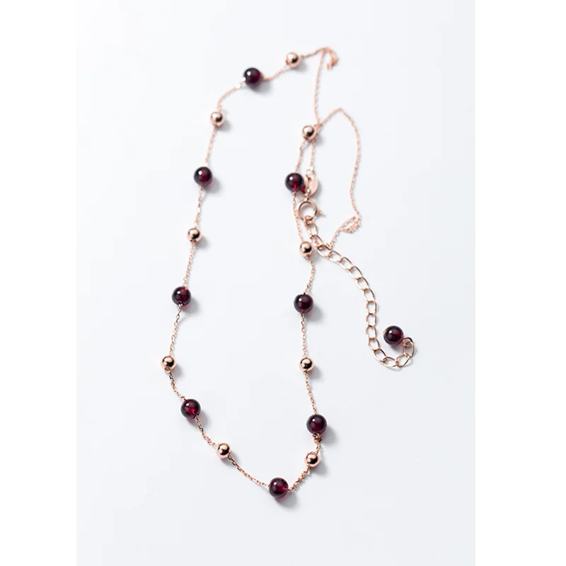 Ожерелье из стерлингового серебра 925 пробы цепь ручной работы каменные бусины