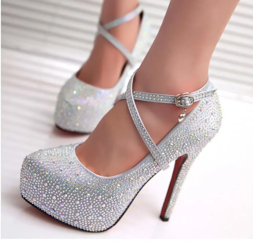 

2020 New Spring Women Pumps High Thin Heels woman Rhinestone platform Sexy Bridal Wedding shoes Women Shoes High Heels