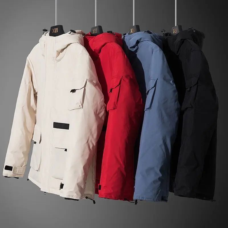 Winter Male Jacket Hooded Down Cotton Thick White Duck Men's Down Coat Handsome Casual Youth Cotton Man Jacket Parkas Warm Coat