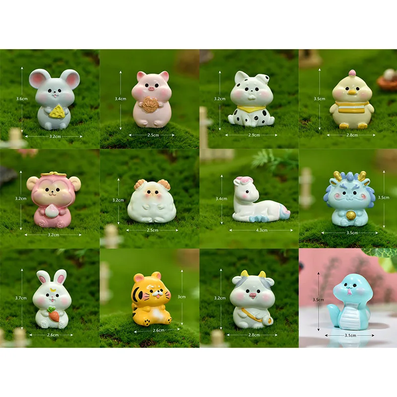 Мини милый свинья кролик Тигр Корова животное ландшафт сказочная модель игрушка