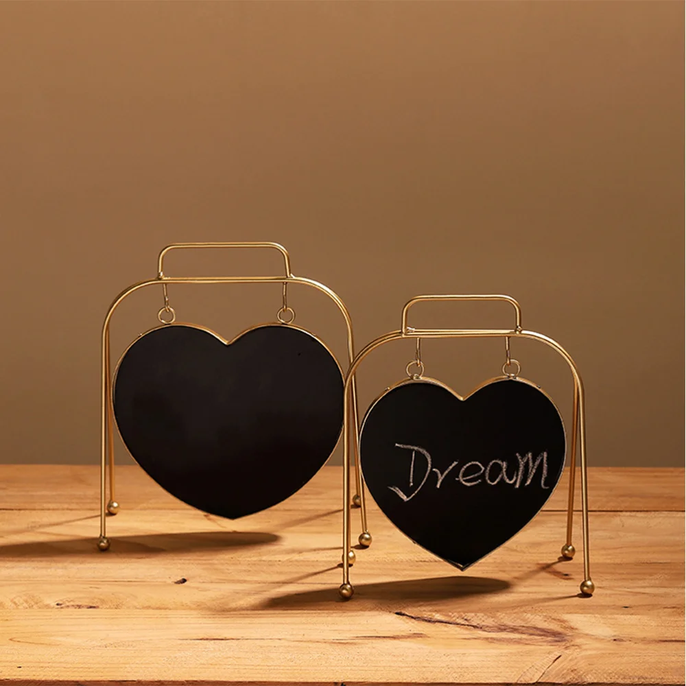 

Iron Heart Shape Double-sided Blackboard Message Board Decorative Chalkboard Ornaments for Home Office Cafe (Large Size)