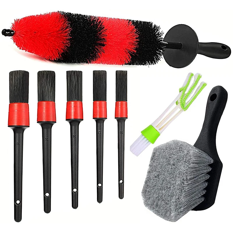 

8Pcs Wheel&Tire Brush, Car Detailing Kit,Wheel Brush and 5 Car Detail Brush 1 Duster Brush,Washing Wheel Dashboard Tool