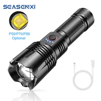 led portable searchlight multi function cob side light usb rechargeable flashlight built in 18650 battery ipx4 waterproof 4 mode