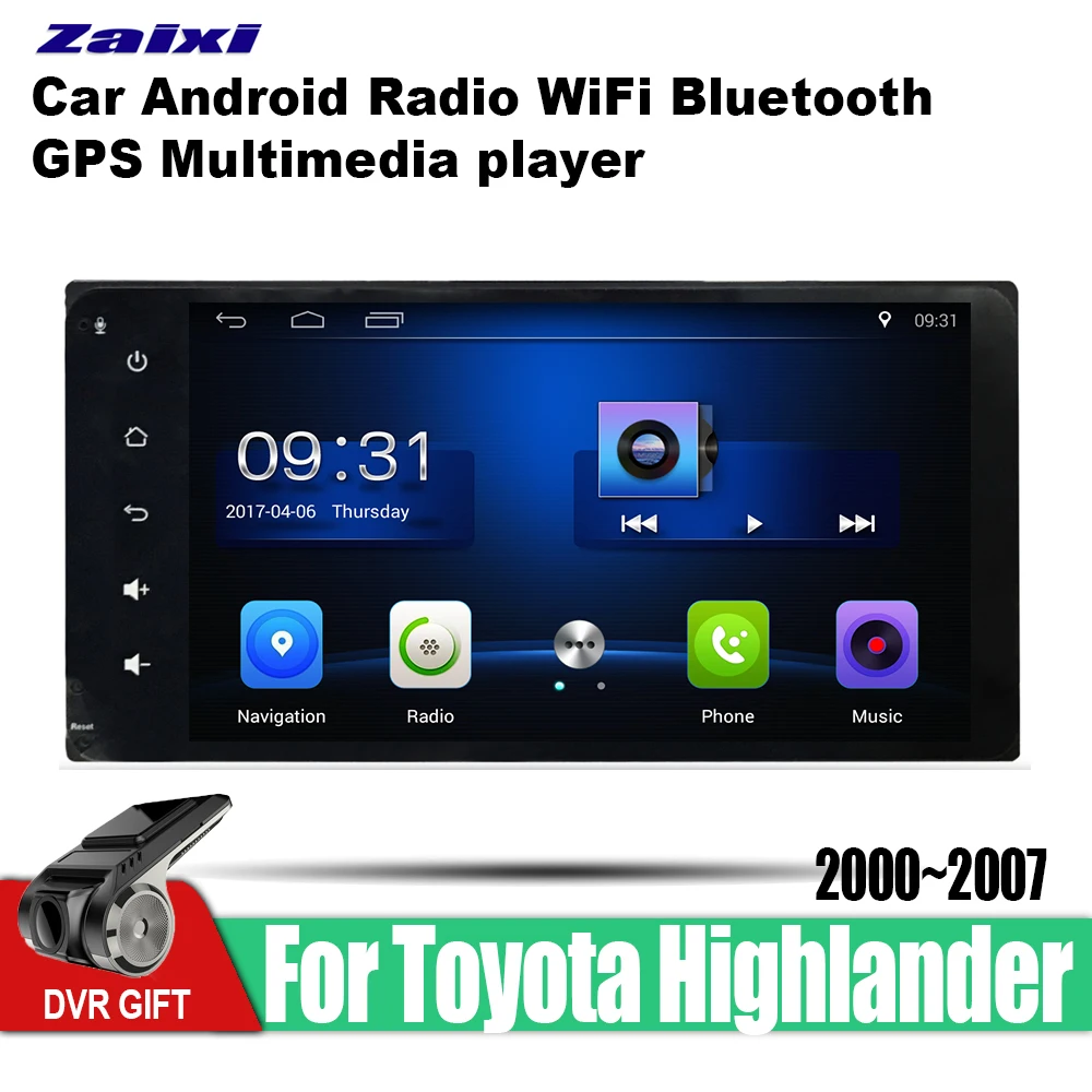 Автомобильная Мультимедийная система ZaiXi 2 din GPS навигация для Toyota Highlander Kluger 2000 ~ 2007