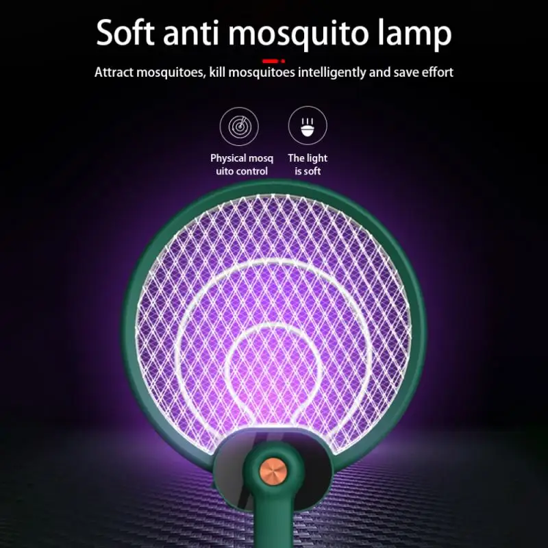 

New Folding Electric Mosquito Swatter Portable Type-C Rechargeable Purple Light Mosquito Trap Handheld Pest Control Bug Zappers