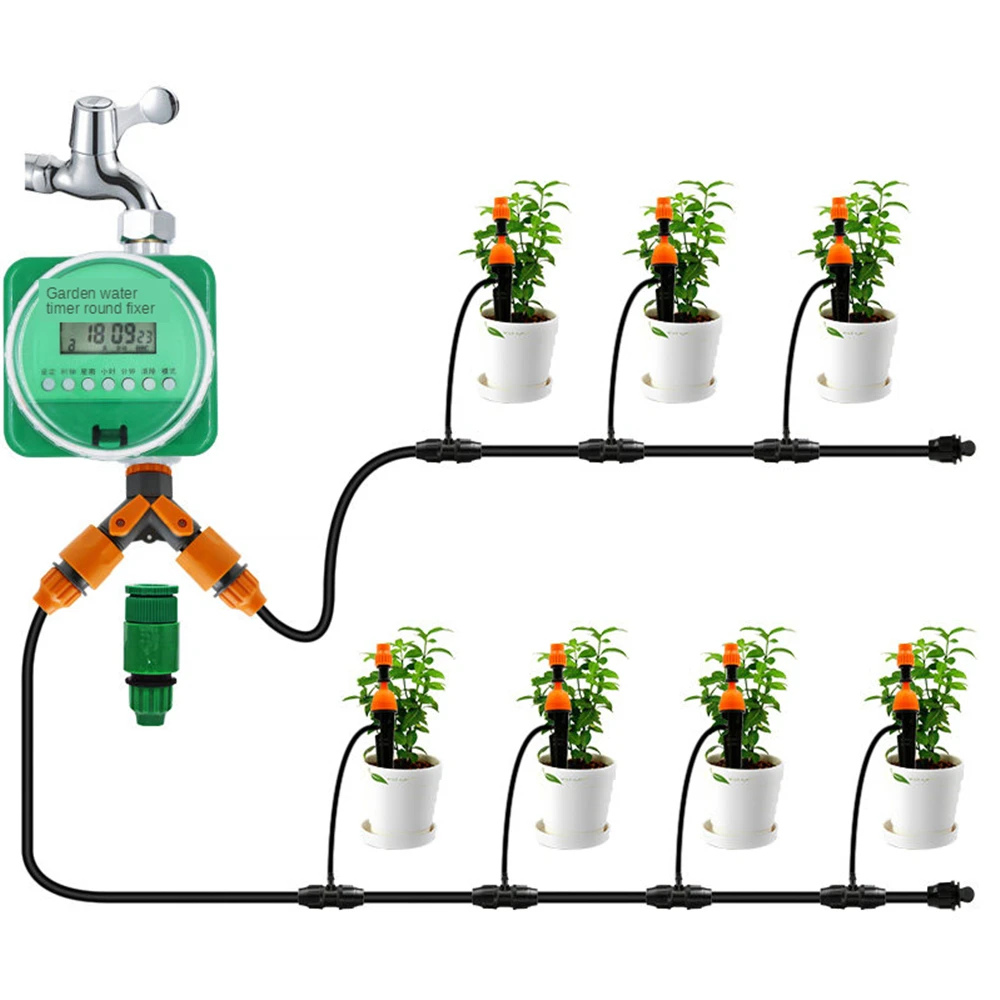 

B-LIFE Irrigation System with Timer and Adjustable Dripper Automatic Plant Garden Hose Watering System for Garden Greenhouse