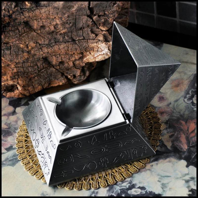 

Классический подарок домашняя декоративная резьба креативная пепельница Пирамида пепельница из оловянного сплава с крышками сигарета Бездымная пепельница для сигар