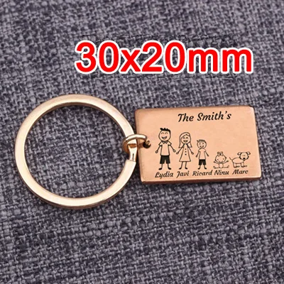 30x20mm-Rose gold Индивидуальный брелок с именем, персонализированные Семейные брелки с надписью «Love Dad Mom», подарок для родителей, детей, домашних животных, семейные брелки на любом языке, Porte Clef - Цвет: 30x20mm-Rose gold
