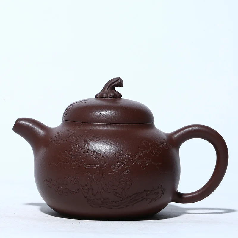

Yixing purple clay teapot famous handmade raw material old purple clay Meixiang eggplant melon pot gift