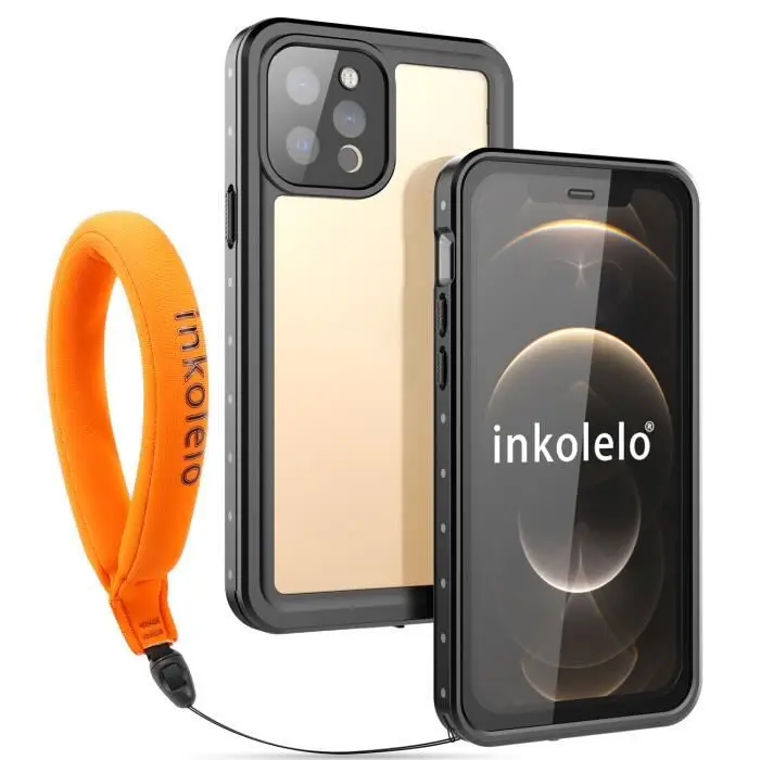 

Inkolelo iPhone 12 Pro Waterproof Case Built-in Screen IP68 Full Sealed Shockproof Cover for Summer Swimming Diving Black