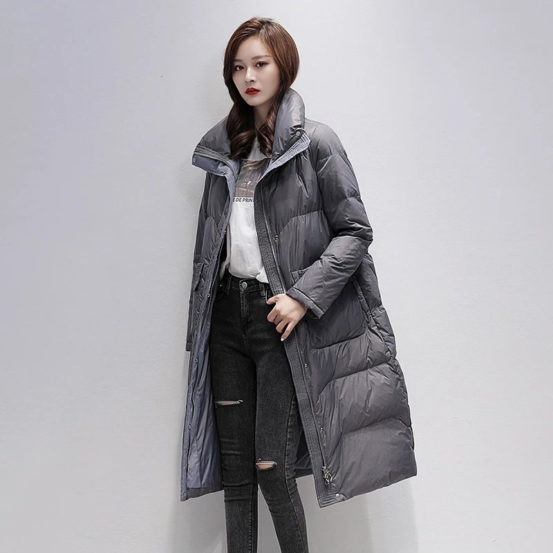 Fitaylor/Новая зимняя длинная пуховая куртка с воротником-стойкой для женщин 90% белый