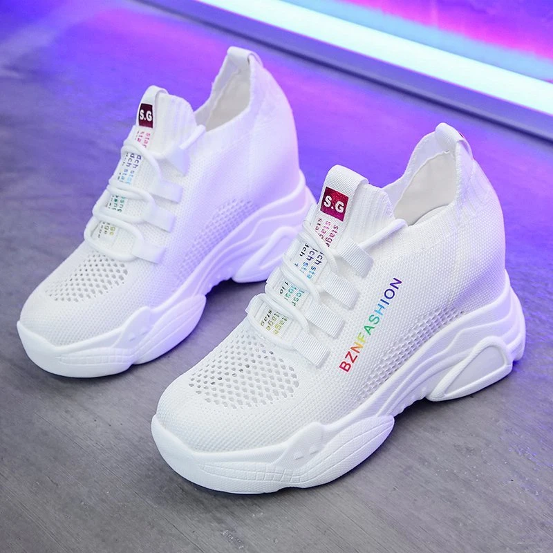 

Fashion Sneakers Platform Tenis Female Chunky Casual Shoes 8cm Height Increasing Wedge Shoes Woman Lacing Sports 2020 Designers