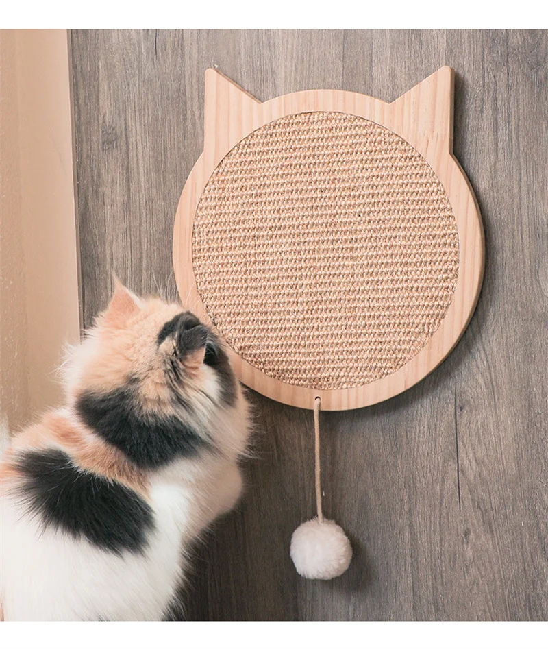 

Pet Supplies Round Oval Cat Scratching Board Wooden Board Cat Toy Sisal Cat Litter Wear-Resistant Cat Toy Cat Claw Board