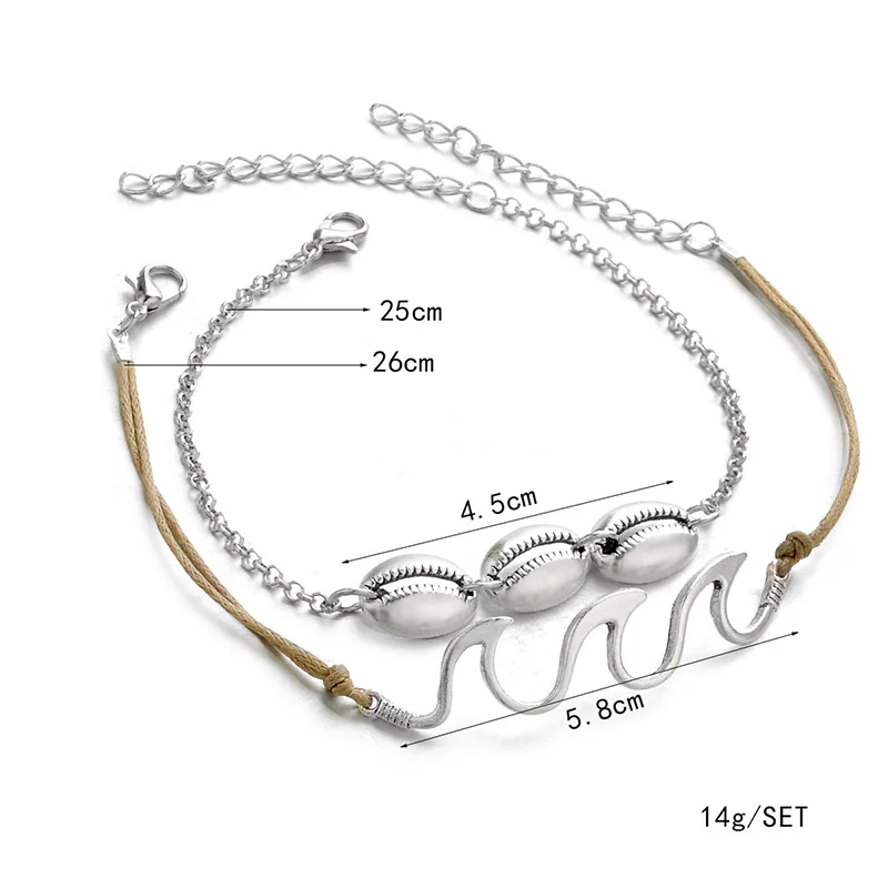 2 шт./компл. модные браслеты на лодыжке для женщин ручная работа волнистые