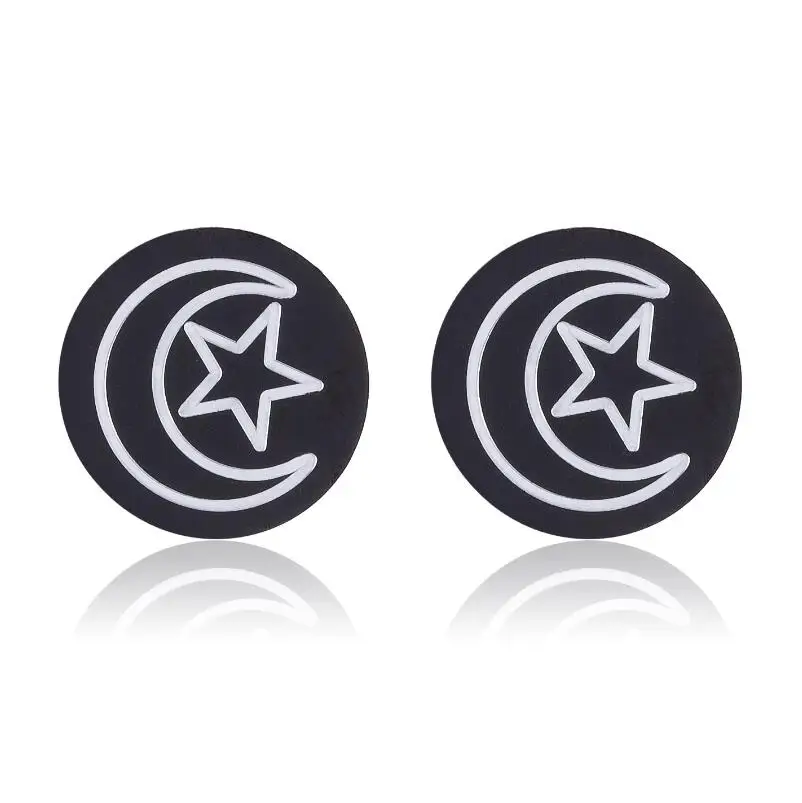 Классические черные серьги-гвоздики Oly2u из нержавеющей стали с изображением Луны