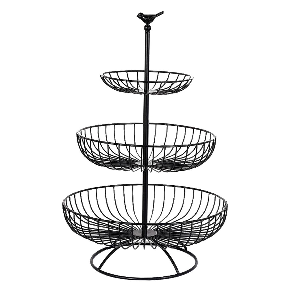 

Fruit Stand Vegetables Basket Countertop Fruit Wire Bowl for Kitchen 3 Tiered