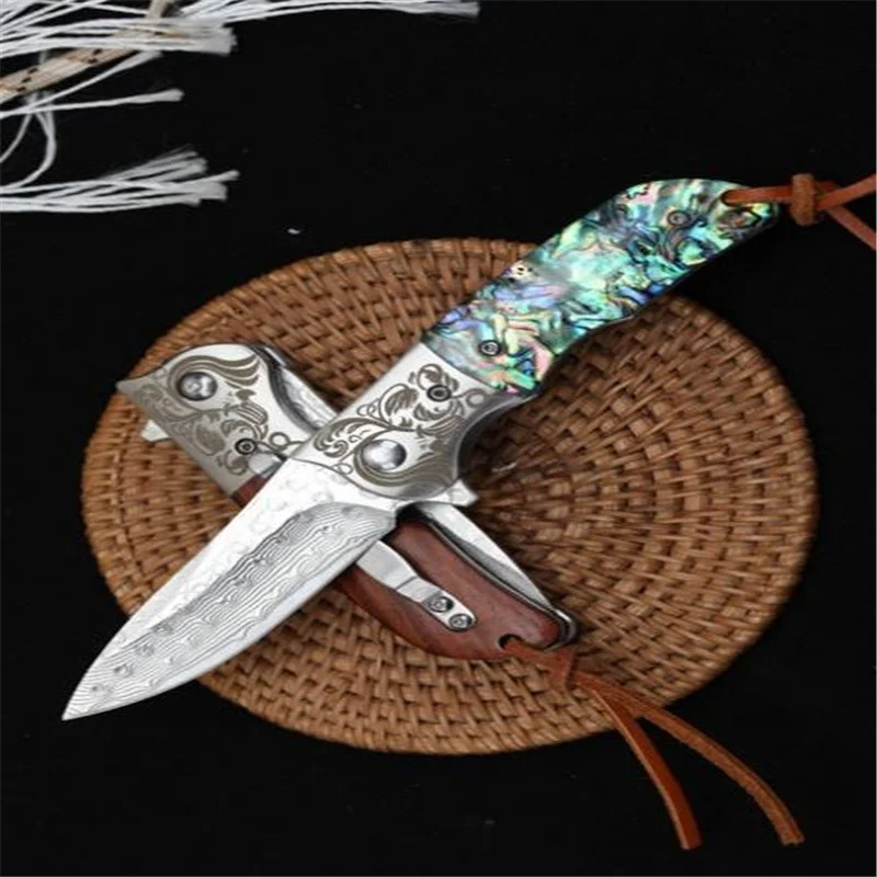 Быстро открывающийся складной нож обезьяны (Дамасская сталь) и высокопрочный