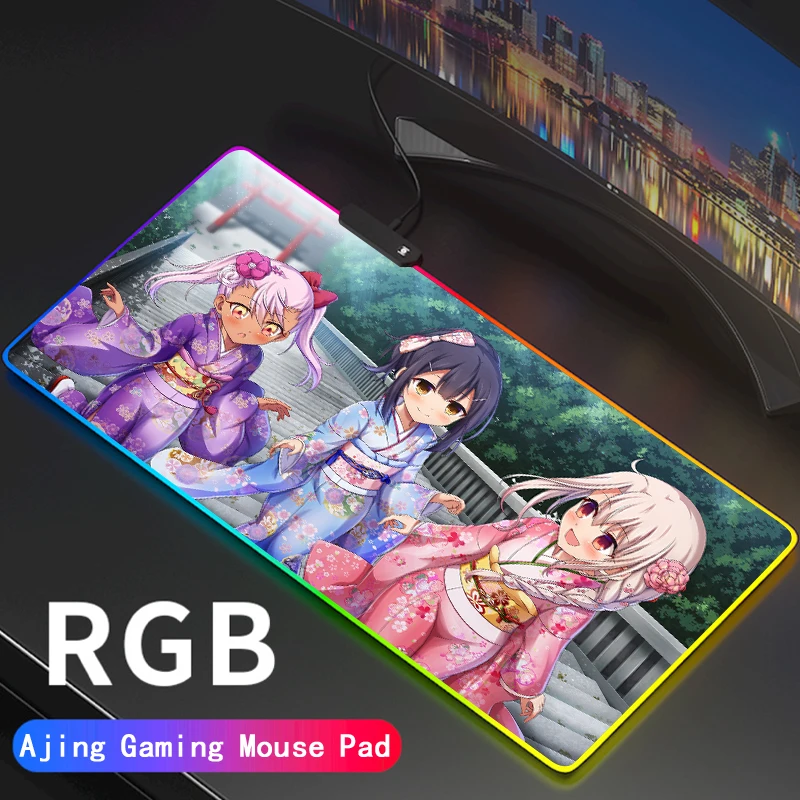 Милый коврик для мыши FGO с аниме illyasвиль RGB, светящийся светодиодный мини-ноутбук, судьба, большой заказ, коврик с клавиатурой Pad, игровой коврик для мыши