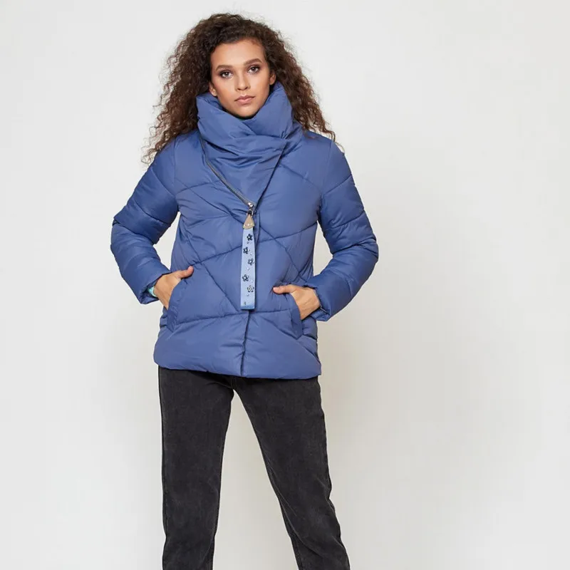 Denim Blue Новая повседневная парка, зимняя женская куртка, Толстая теплая парка с высоким воротником, пальто, модные зимние куртки с длинным рукавом размера плюс, 5 цветов - Цвет: Denim Blue