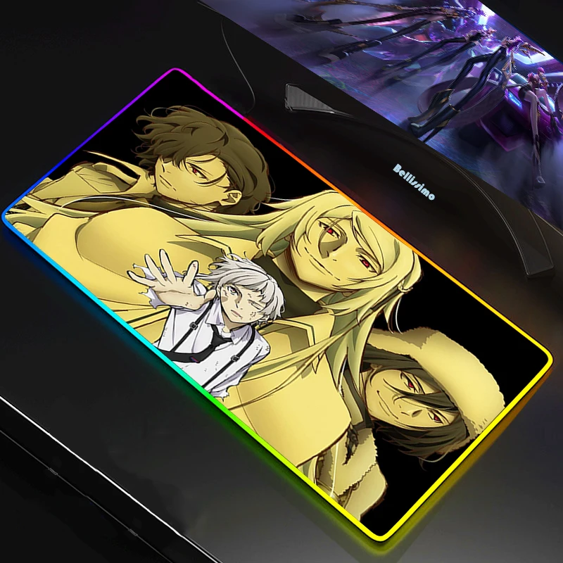 

RGB XXL Gaming Mouse Pad Mousepad Bungou Stray Dogs Dazai Osamu Mause Pad Keyboard Desk Carpet Game Rubber No-slip LED Mouse Mat