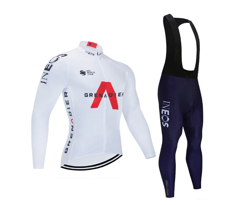 

WULITOTO Outdoor White Cycling Jersey 9D bike pants Winter jacket Long sleeve suit For Men