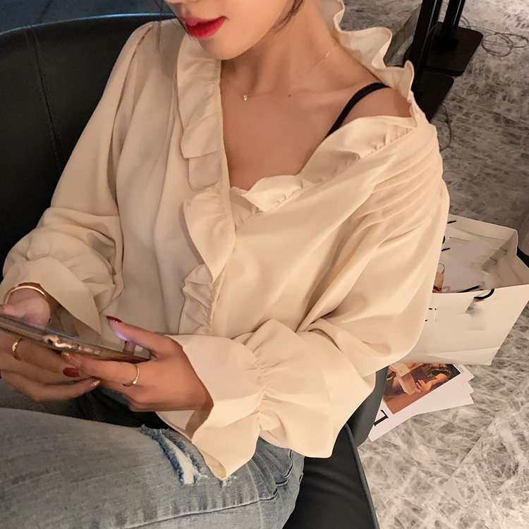 Женская блузка с оборками Colorfaith модная однобортная Повседневная рубашка