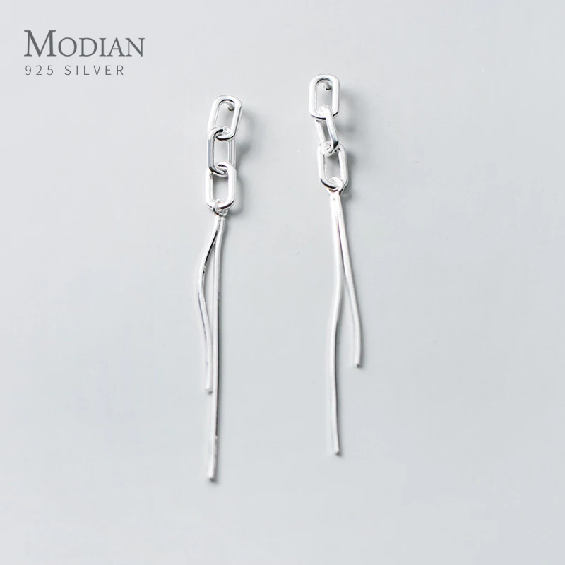 

Modian Fashion Minimalist Geometic Chain Tassel Line Authentic 925 Sterling Silver Drop Earring for Women Fine Jewelry 2020 New