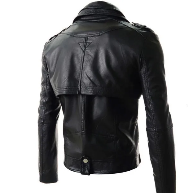 Мужская повседневная куртка из натуральной кожи в стиле панк рок модная