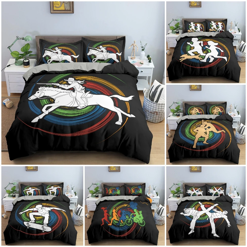 

Luxury Bedding Set Human Action Spin Wheel Graphic Background Duvet/Quilt Cover Set Pillowcase Twin King Queen Bedclothes 2/3PCS